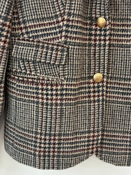 J. Crew Schoolboy Blazer in Houndstooth Tweed 100% Wool Size 8 - Picture 4 of 12